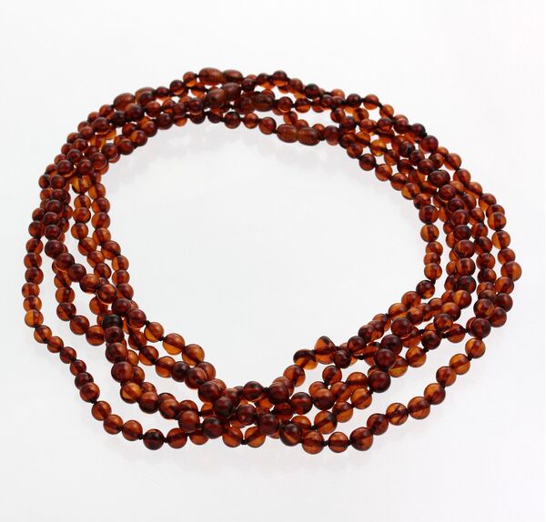 5 Cognac ROUND beads Baltic amber adult necklaces 51cm