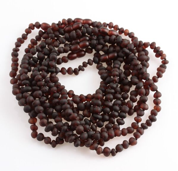 10 Raw Ruby BAROQUE Baby teething Baltic amber necklaces 32cm