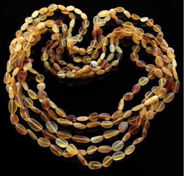 5 Raw Mix BEANS Baltic amber adult necklaces 60cm