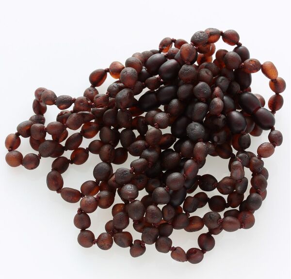10 Raw Ruby BEANS Baltic amber adult bracelets 19cm