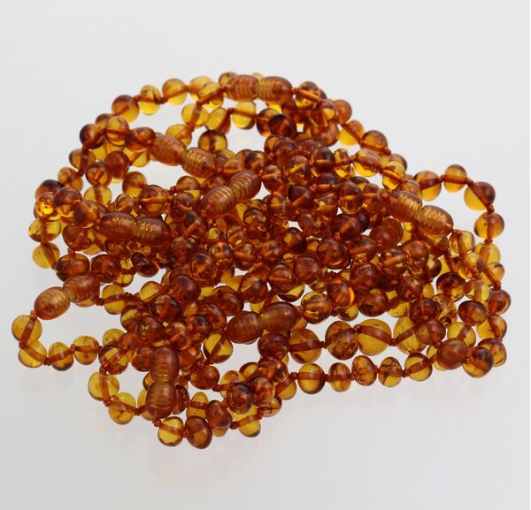 10 Cognac BAROQUE Baltic amber adult bracelets 19cm