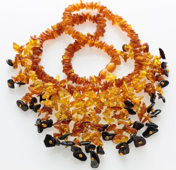Multi line Baltic amber necklace 48cm