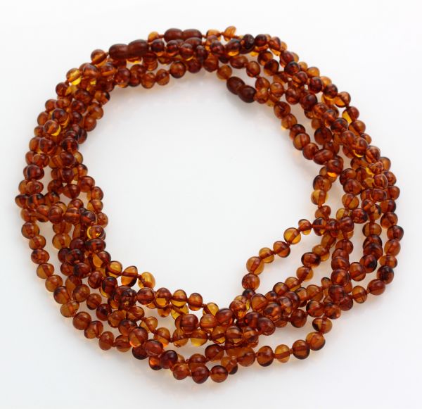 5 Cognac BAROQUE Baltic amber adult necklaces 46cm