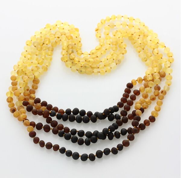 5 Raw Rainbow BAROQUE Baltic amber adult necklaces 57cm