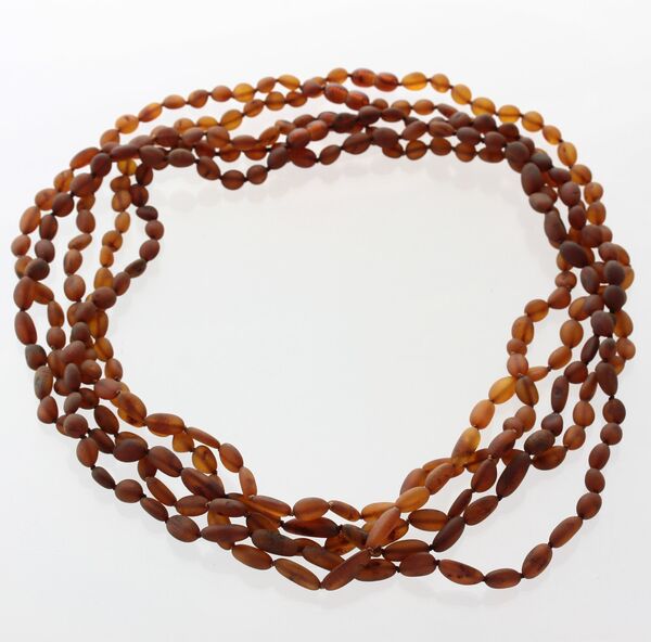 5 Raw Cognac BEANS Baltic amber adult necklaces 60cm