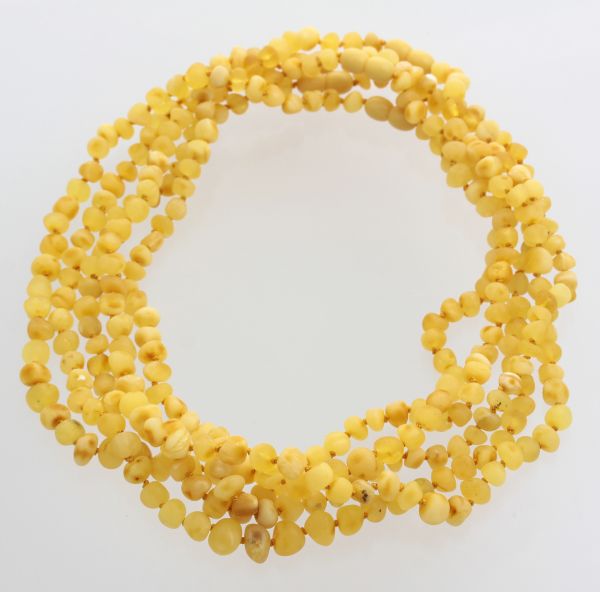 5 Raw Butter BAROQUE Baltic amber adult necklaces 46cm