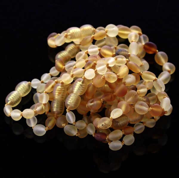 10 Raw Mix BEANS Baltic amber teething bracelets 14cm