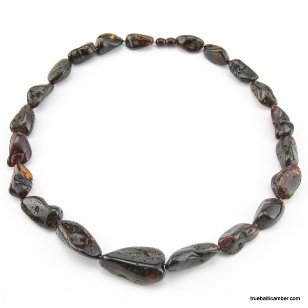 Large dark stones Baltic amber necklace