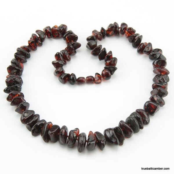 Large Ruby beads Baltic amber necklace