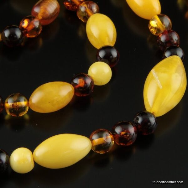 Long Combination Baltic amber neclace 27in