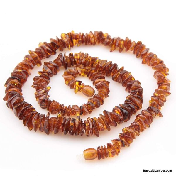 Cognac CHIPS Baltic amber necklace 24in