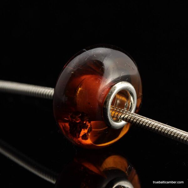 Cognac PANDORA style Baltic amber bead Charm