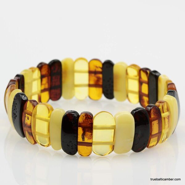 Multi pieces Baltic amber elastic bracelet