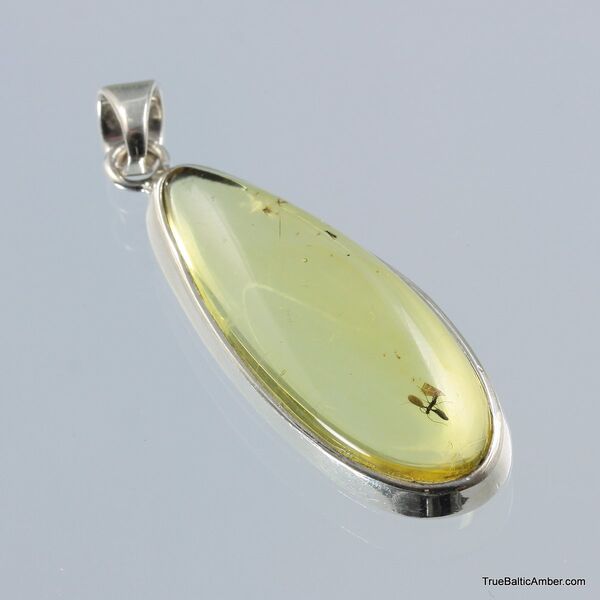 Baltic amber silver pendant w insect inclusion 6g