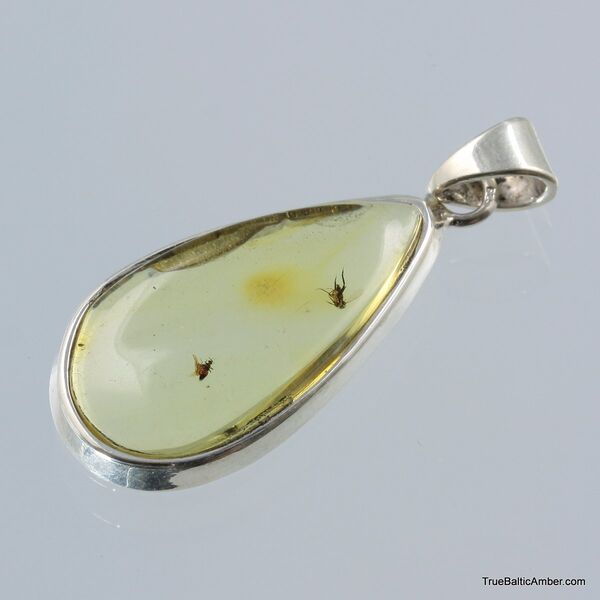 Baltic amber silver pendant w insect inclusion 5g
