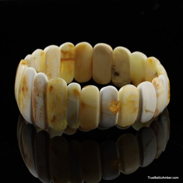 White pieces Baltic amber stretch bracelet