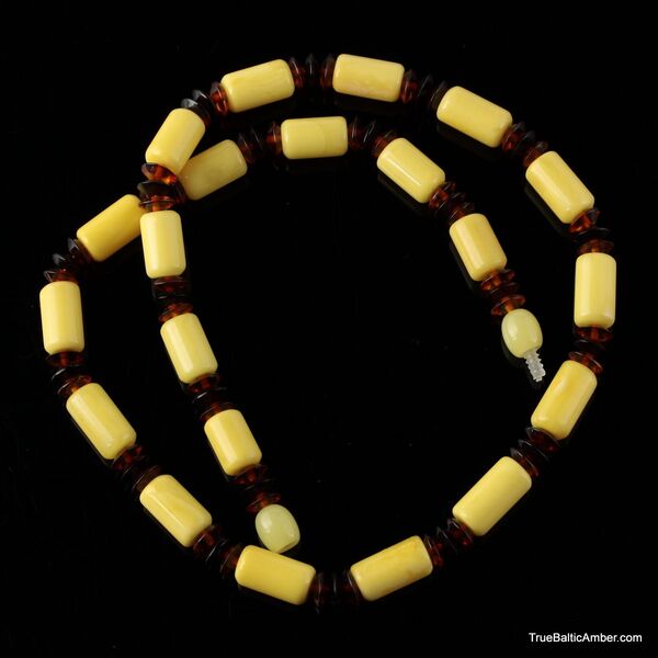 Egg yolk Cylinder beads Baltic amber UNISEX choker 18in