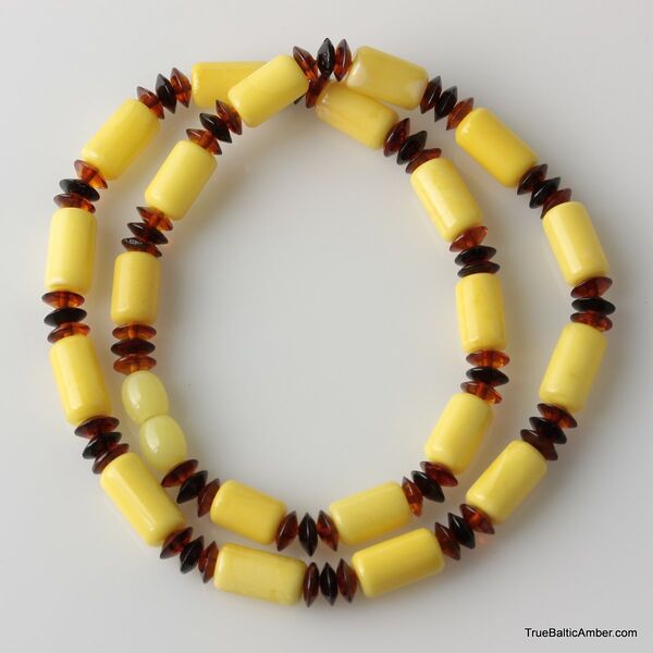 Egg yolk Cylinder beads Baltic amber UNISEX choker 18in