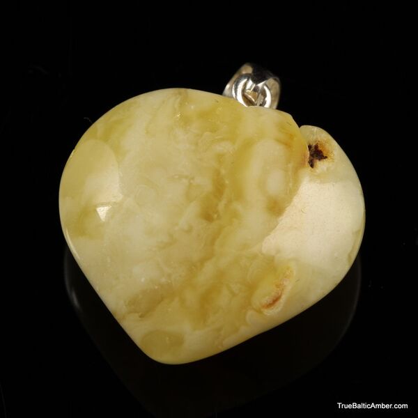 Butter Baltic amber HEART shape pendant