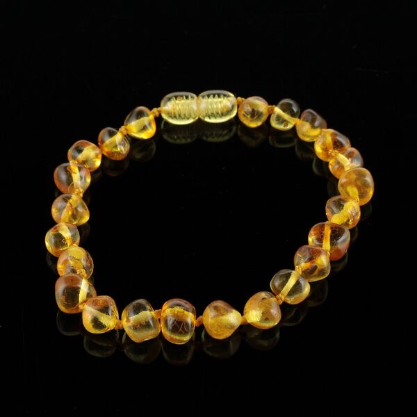 Honey BAROQUE beads Baltic amber bracelet 7in