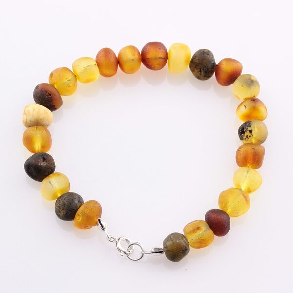Raw BAROQUE beads Baltic amber adult bracelet 7in