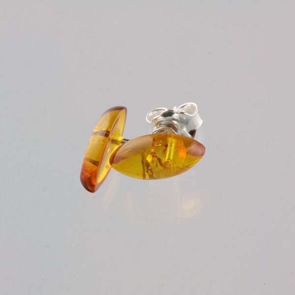 Cabochons Studs Baltic amber Silver Earrings