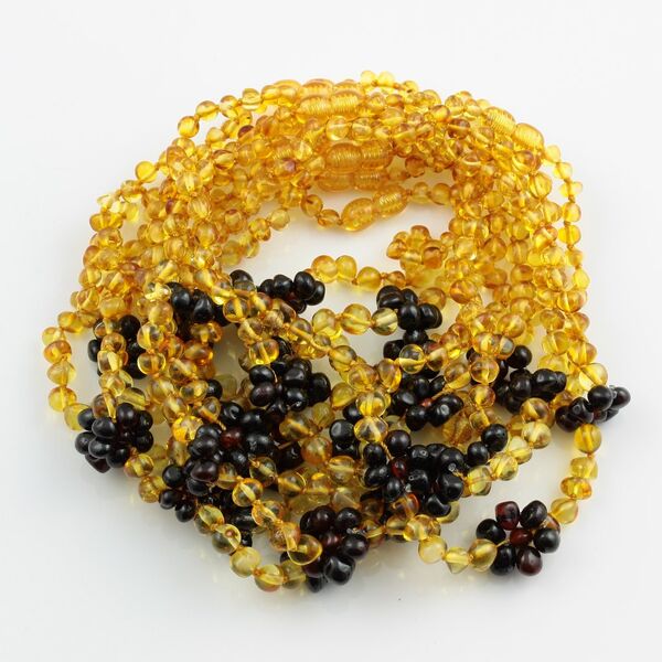 10 Flower BAROQUE Baby teething Baltic amber necklaces 32cm