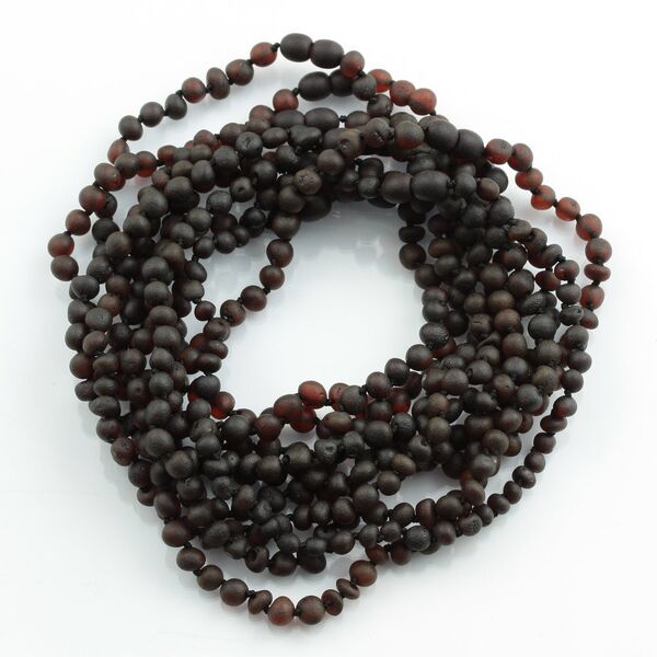 10 Raw Cherry BAROQUE Baby teething Baltic amber necklaces 32cm