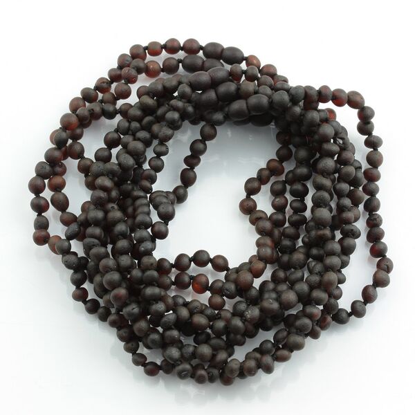 8 Raw Cherry BAROQUE Baby teething Baltic amber necklaces 32cm