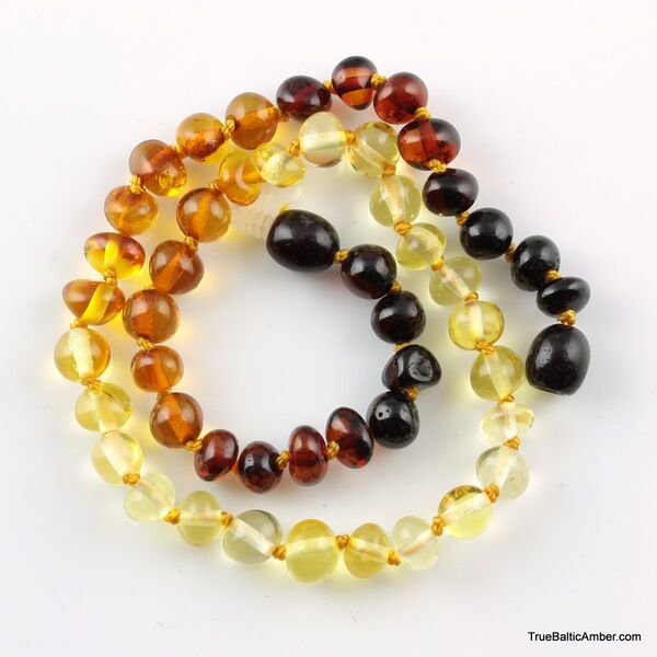 Reverse Rainbow Baltic Amber Teething Necklace For Babies