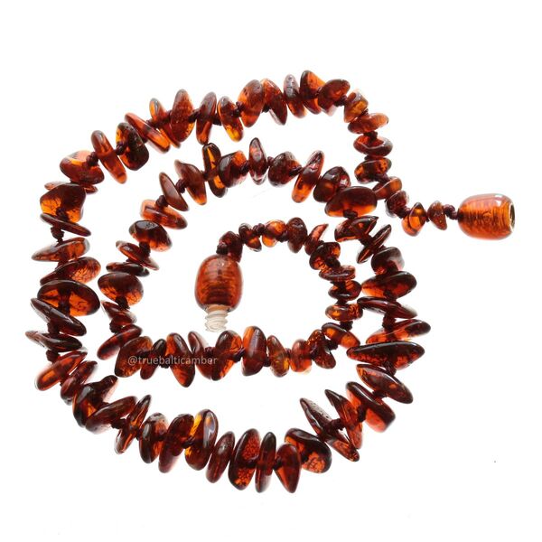 Cognac Chips Baltic amber teething necklace 32cm