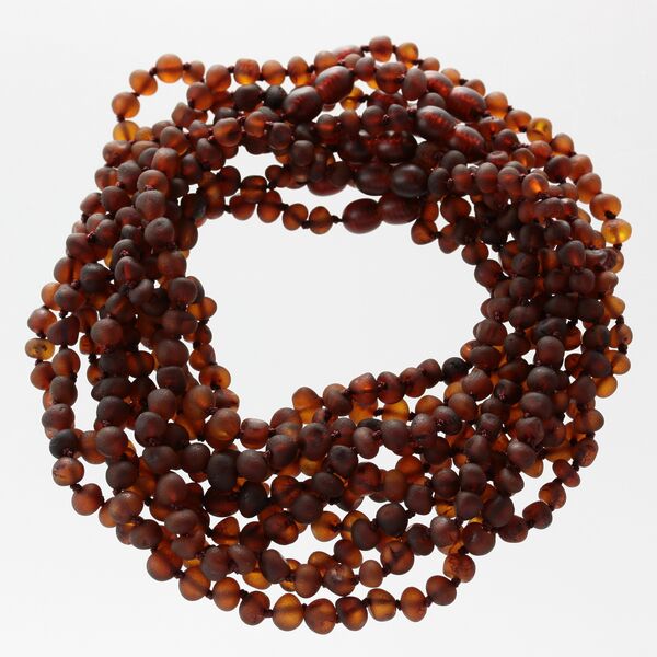 10 Raw Ruby BAROQUE Baltic amber teething necklaces 32cm