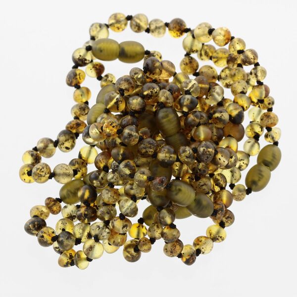 10 Unpolished Green BAROQUE Baltic amber teething bracelets 14cm