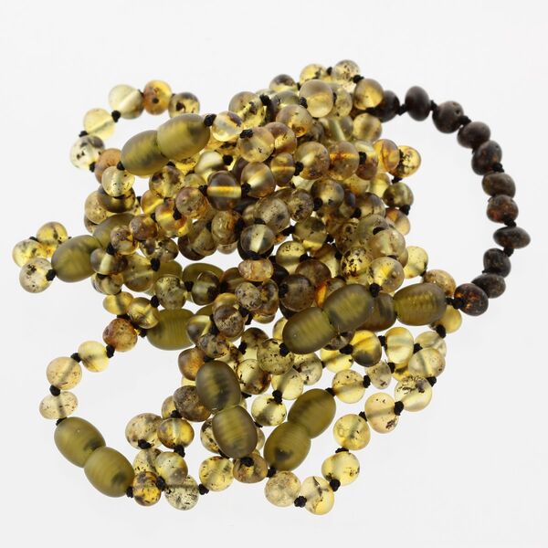 10 Unpolished Green BAROQUE Baltic amber teething bracelets 14cm
