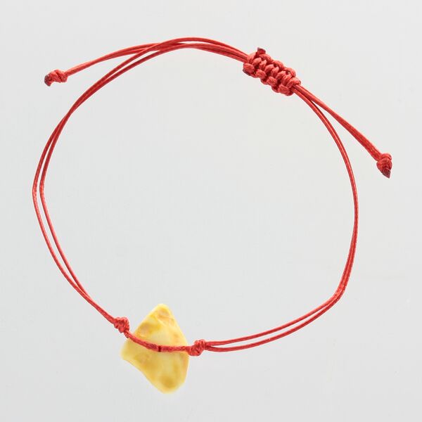 Red String Baltic Amber Bracelet for Adults