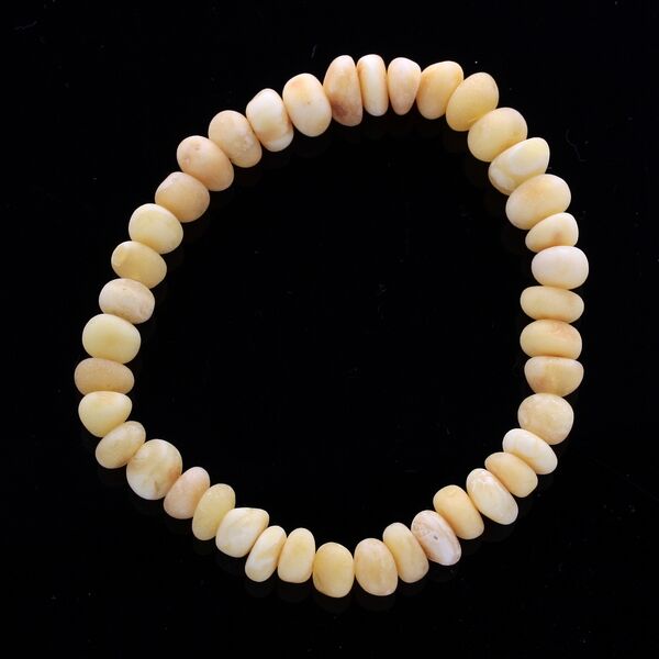 Raw Butter BAROQUE beads Baltic amber adult stretch bracelet 18cm