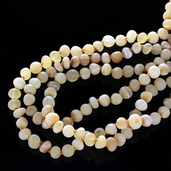 Raw Milk BAROQUE beads Baltic amber necklace 46cm