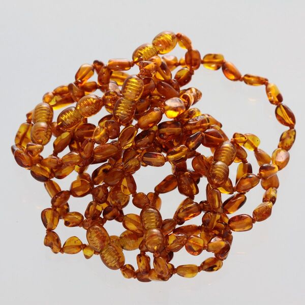 10 Cognac BEANS Baltic amber teething Baby bracelets 16cm