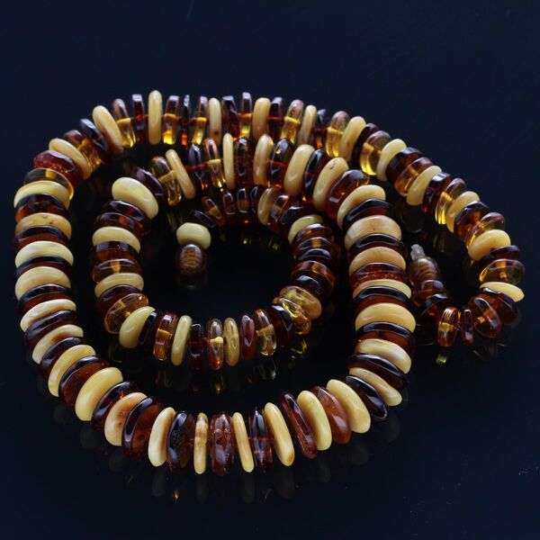 Multi BUTTONS Baltic amber necklace 57cm