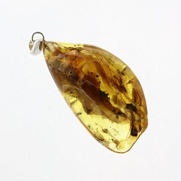 Free-form Natural Baltic Amber Silver Pendant