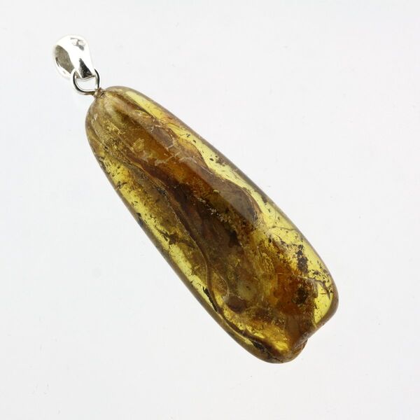 Free-form Natural Baltic Amber Silver Pendant