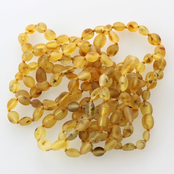 10 Raw Green BEANS Baltic amber teething bracelets 14cm