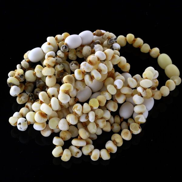 10 Raw White BAROQUE Baltic amber teething bracelets 14cm