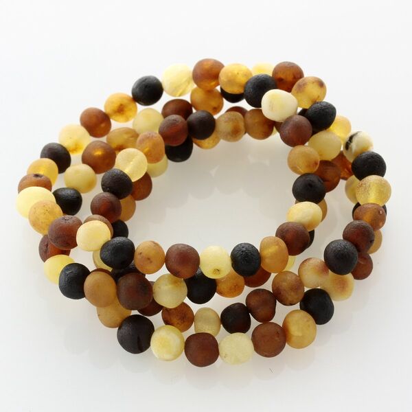 4 Raw Multi BAROQUE Baltic amber adult stretch bracelets 18cm