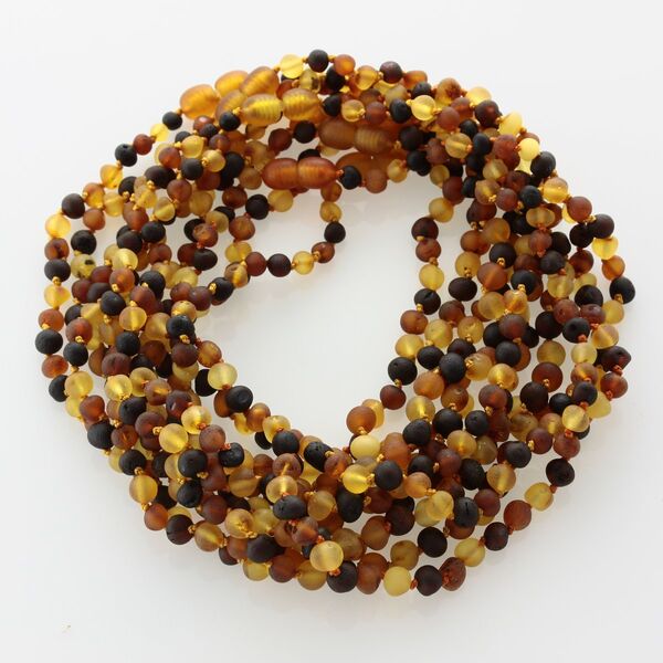 5 Raw Multi BAROQUE Baby teething Baltic amber necklaces 33cm
