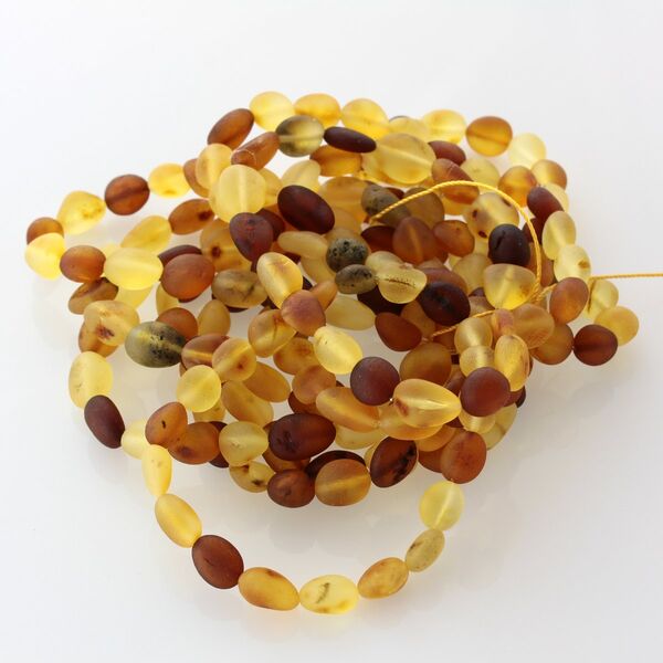 10 Raw Mix BEANS Baltic amber stretch bracelet 19cm