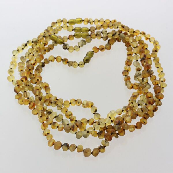 5 Raw Green BAROQUE Baltic amber adult necklaces 46cm