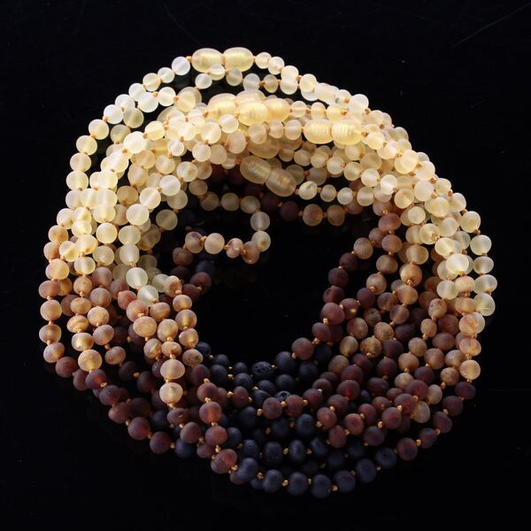 10 Raw Rainbow BAROQUE Baby teething Baltic amber necklaces 33cm