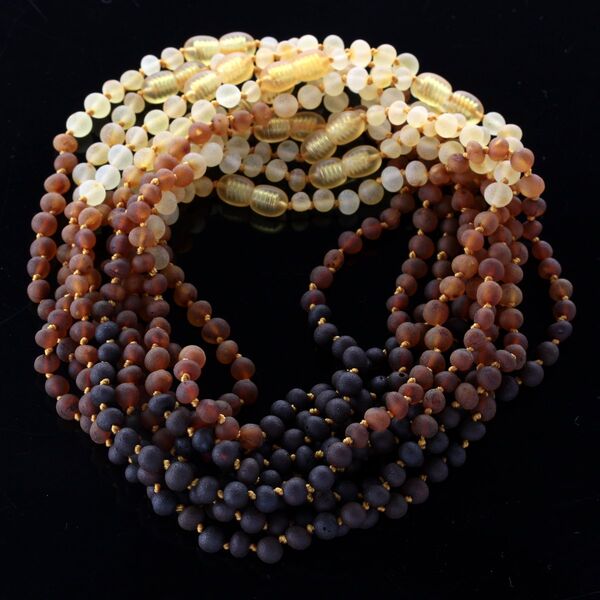 10 Raw Rainbow BAROQUE Baby teething Baltic amber necklaces 32cm