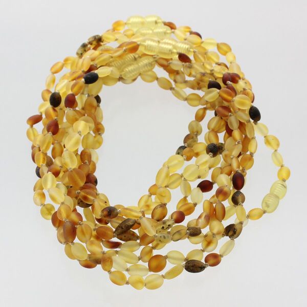 10 Raw MIX BEANS Baby Baltic amber teething necklaces 30cm